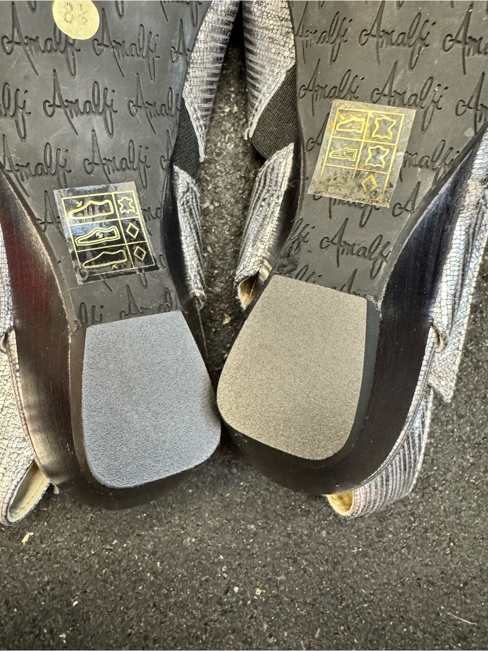 Metallic Silver Slingback Low Heel Sandals